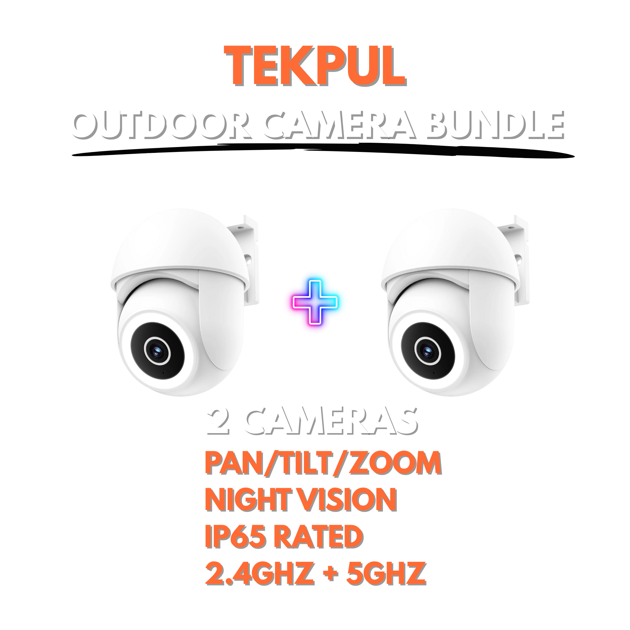 Tekpul 5MP Outdoor Security Camera — 2-Pack | Full Property Coverage