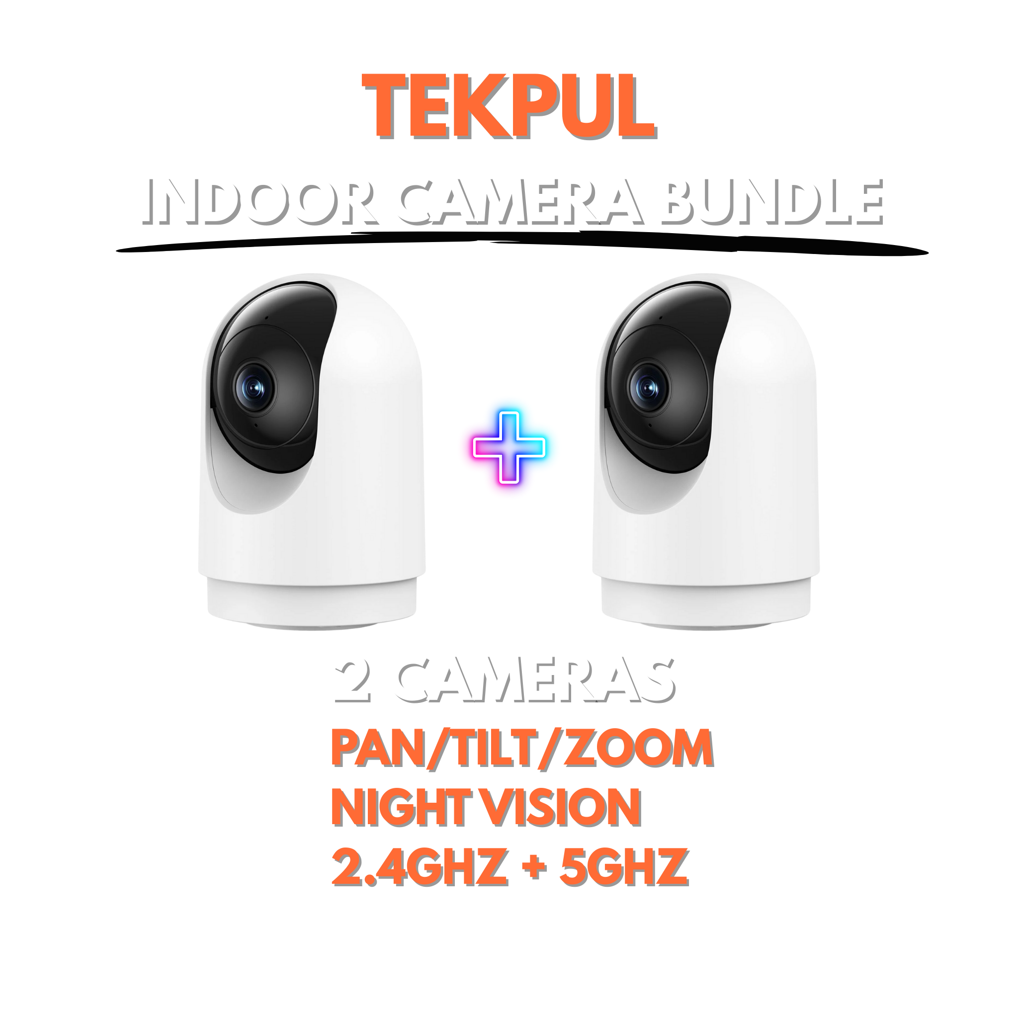 Tekpul 5MP Indoor Security Camera — 2-Pack | Whole Room Coverage
